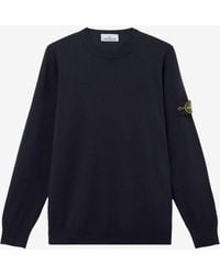 Stone Island - Logo Patch Wool Sweater - Lyst