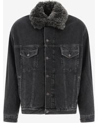 Acne Studios - Faux-Fur Collar Denim Jacket - Lyst