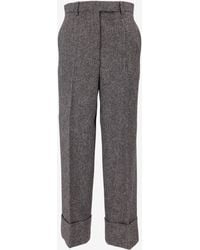 Thom Browne - High-Waist Wide-Leg Wool Pants - Lyst