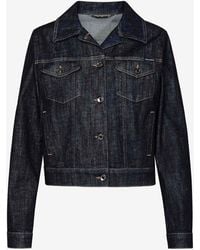 Dolce & Gabbana - Logo-Plate Denim Jacket - Lyst