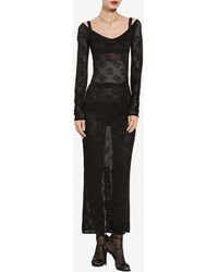Dolce & Gabbana - All-Over Logo Mesh Midi Dress - Lyst