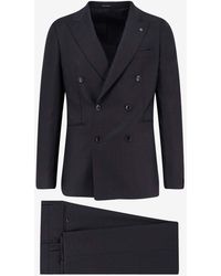 Tagliatore - Double-Breasted Wool Suit With Removable Iconic Brooch - Lyst