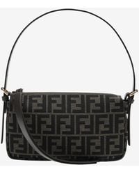 Fendi - Small Zip Top Ff Jacquard Shoulder Bag - Lyst