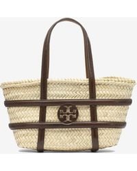 Tory Burch - Small Ella Woven-Raffia Tote Bag - Lyst