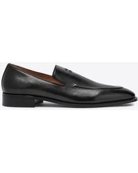Miu Miu - Leather Loafers With Logo - Lyst