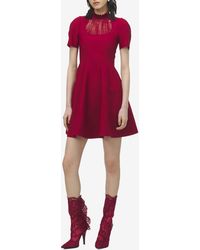 McQueen - Lace-Panel Mini Flared Dress - Lyst