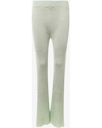 Jil Sander - Ribbed High-Waist Flared Pants - Lyst