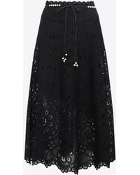 Zimmermann - Rhiannon Embroidered Midi Skirt - Lyst