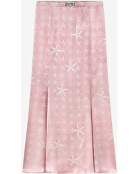 Versace - Stella Marina Silk Midi Skirt - Lyst