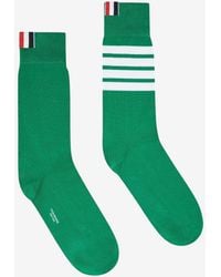Thom Browne - 4-Bar Stripes Ribbed Mid-Calf Socks - Lyst
