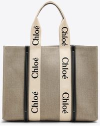 Chloé - Large Woody Canvas Tote Bag - Lyst