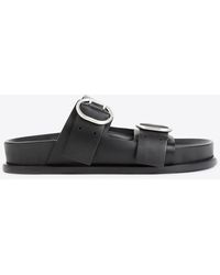 Jil Sander - Double Strap Leather Flat Sandals - Lyst