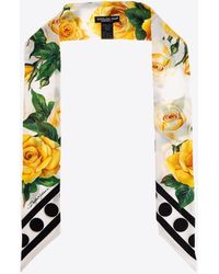 Dolce & Gabbana - Rose Print Silk Headscarf - Lyst