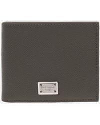 Dolce & Gabbana - Logo Plate Leather Bi-Fold Wallet - Lyst