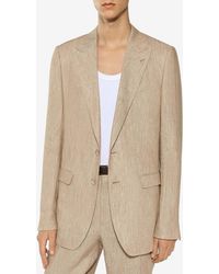 Dolce & Gabbana - Single-Breasted Linen Blazer - Lyst