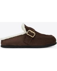 Prada - Suede Leather Flat Mules - Lyst