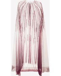 Marchesa notte Shooting Star Beaded Tulle Cape - Purple