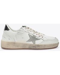 Golden Goose - Ball Star Distressed Leather Sneakers - Lyst