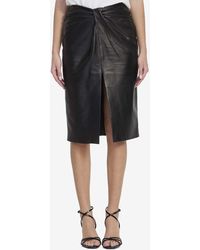 Saint Laurent - Twist Pencil Leather Skirt - Lyst