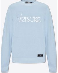 Versace - Logo Embroidered Crewneck Sweater - Lyst