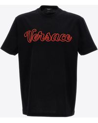 Versace - Logo-Embroidered Crewneck T-Shirt - Lyst