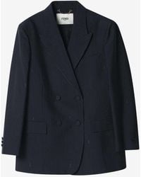 Fendi - Pinstriped Wool Blazer - Lyst