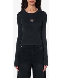 DIESEL - M-Anchor-A Rib Knit Cropped Sweater - Lyst