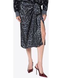 Stella McCartney - Leopard Midi Skirt With Knot - Lyst