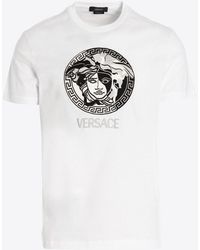 Versace - Medusa Logo Embroidered T-Shirt - Lyst