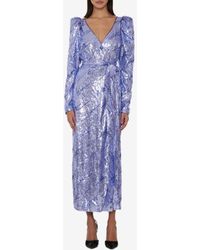 ROTATE BIRGER CHRISTENSEN - Sequined Midi Wrap Dress - Lyst