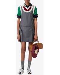 Miu Miu - Grisaille Logo Embroidered Mini Dress - Lyst