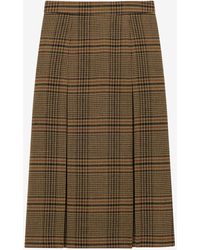 Saint Laurent - Prince Of Wales Wool Midi Skirt - Lyst