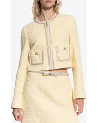 Versace - Crystal Tweed Cardigan Jacket - Lyst