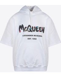 Alexander McQueen - Graffiti Logo Short-Sleeved Hoodie - Lyst