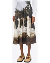 Moschino - Printed Goose Midi Skirt - Lyst