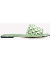 Bottega Veneta - Metallic Padded Flat Sandals - Lyst