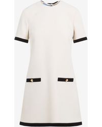 Prada Sable Cotton Mini Dress in Natural | Lyst