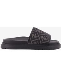 Fendi - Ff Jacquard Leather Sandals - Lyst