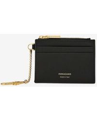 Ferragamo - Leather Cardholder With Keychain - Lyst