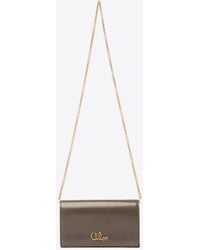 Chloé - Iconic Logo Leather Chain Clutch - Lyst