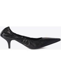 Miu Miu - 55 Ruched Leather Pumps - Lyst