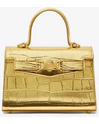 Versace - Small Medusa 95 Croc-Embossed Leather Top Handle Bag - Lyst