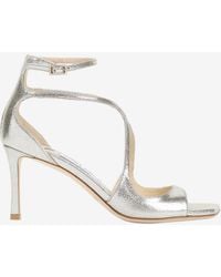 Jimmy Choo - Azia 75 Metallic-Leather Sandals - Lyst