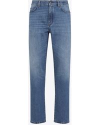ZEGNA - Logo Patch Straight-Leg Jeans - Lyst