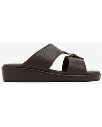 Ferragamo - Murray Textured Leather Flat Sandals - Lyst