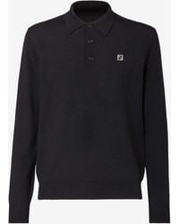 Fendi - Ff Logo Long-Sleeved Polo T-Shirt - Lyst