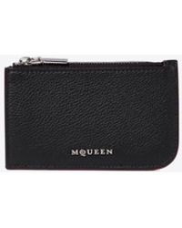 McQueen - Logo-Plaque Leather Cardholder - Lyst