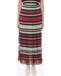 Gucci - Striped Pleated Midi Skirt - Lyst