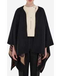 Ferragamo - Geometrical Renaissance Print Reversible Cashmere Poncho - Lyst