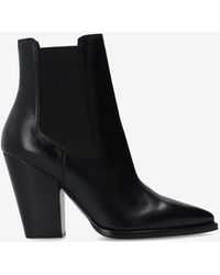 Saint Laurent - Theo 95 Leather Ankle Boots - Lyst